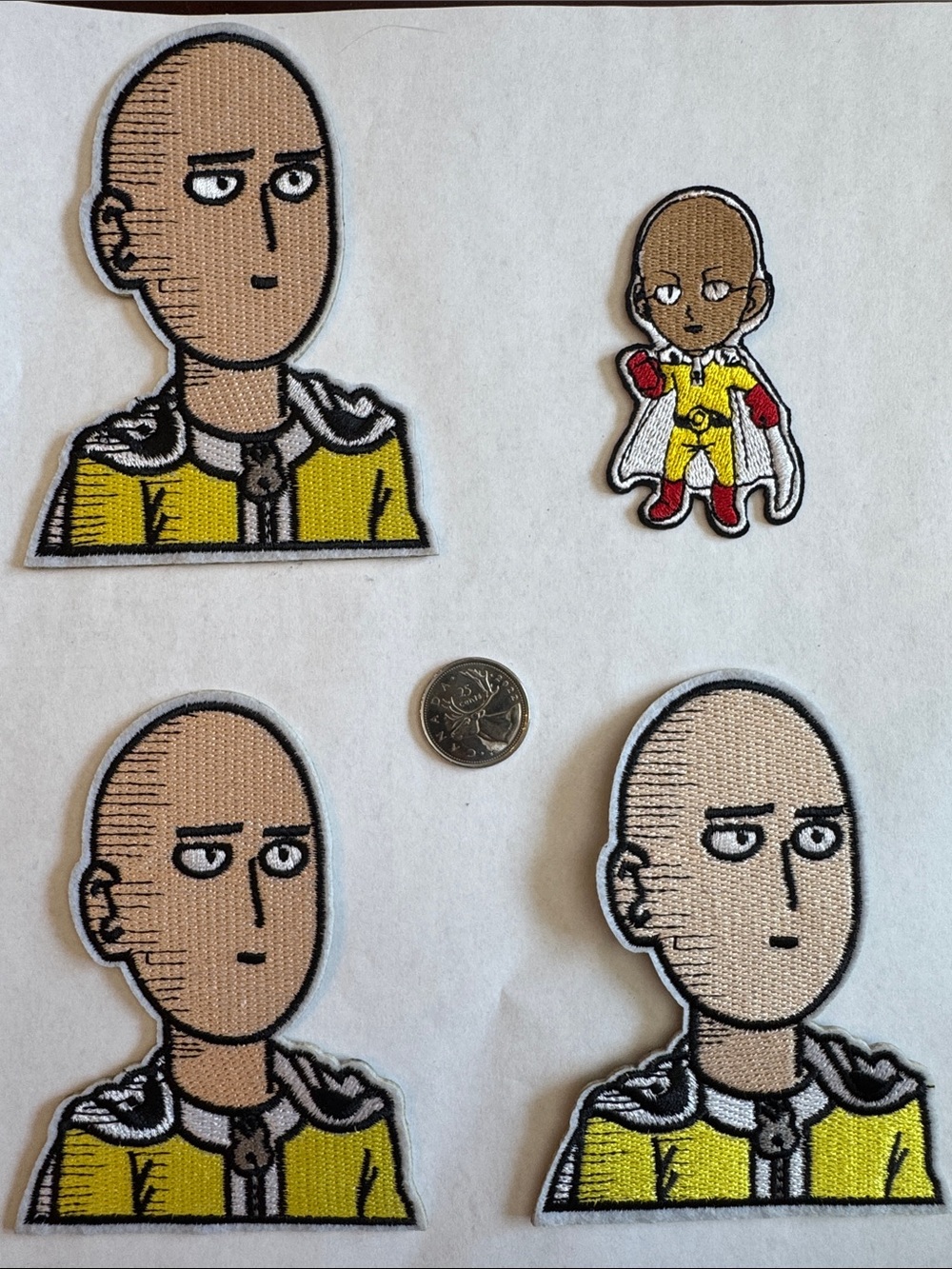 Saitama Embroidered Iron-On Patch Set - Yellow/Beige one punch man